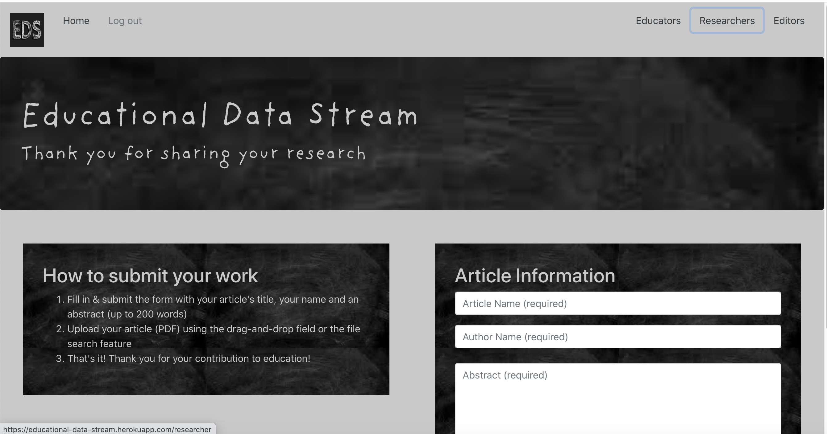 Educational Data Stream screen shot